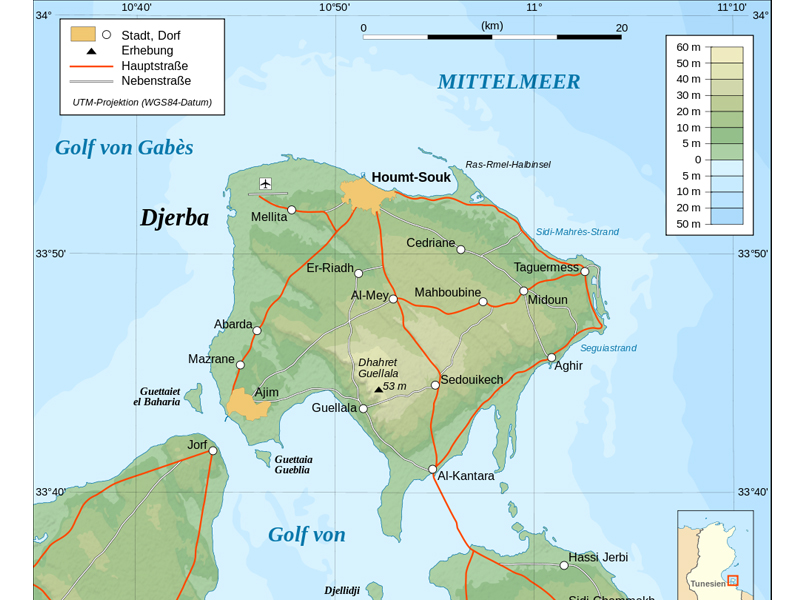 Topographische Karte Djerba