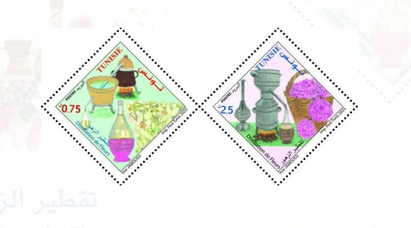 Destillation von Blumen - Ausgabe von 2 Briefmarken