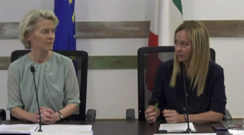 Presseerklärung von Präsidentin von der Leyen mit dem italienischen Premierminister Meloni in Lampedusa